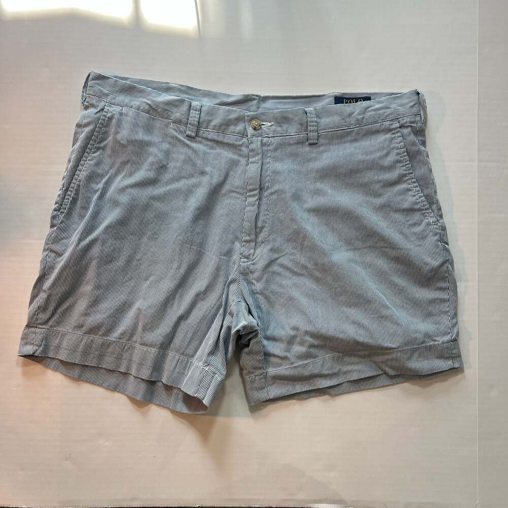 Polo Ralph Lauren Blue White Seersucker Classic Fit 6" Shorts
